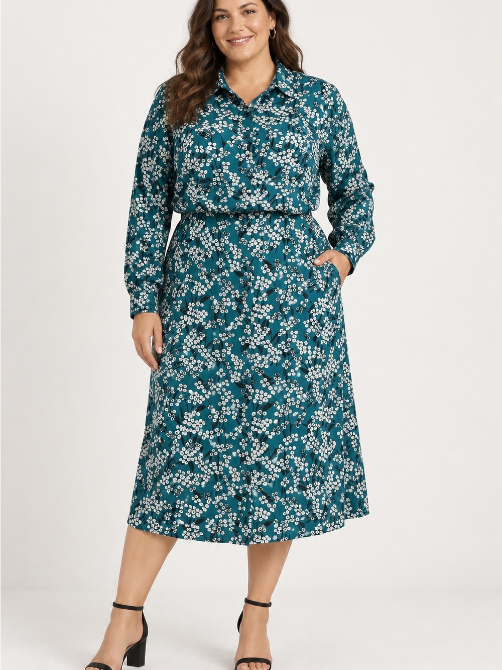 Who What Wear Dancing Clover model button down  Dress d6 xxl